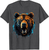 Forest Animal Art Bear Portrait Splash Forest Artwork Animal Lovers Motif T-Shirt - Dark Heather Grey