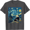 Bear Designs. Cute Panda Bear Van Gogh Style Starry Night Graphic T-Shirt - Dark Heather Grey