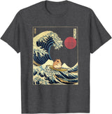 Hamster Kanagawa Wave Funny Surf Animal T-Shirt - Dark Heather Grey