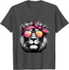 Fashionable Animals Wearing Pink Bandanas Lion Wearing a Pink Bandana Headband and Sunglasses T-Shirt - Dark Heather Grey