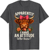 Mother's Day Gifts by LD Apparently I Have an Attitude Who Knew Sarcasm Highland Cow T-Shirt - Dark Heather Grey