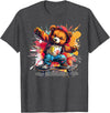 Cool Teddy with skateboard Colourful Splash with Skateboard Teddy Bear Outfit T-Shirt - Dark Heather Grey