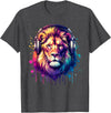 Funny Animal With Headphones Lion with Headphones T-Shirt - Dark Heather Grey