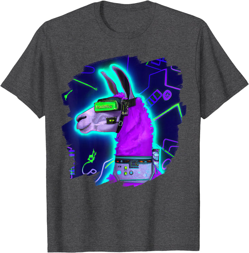 Llama Robot Cyborg Life Apparel Llama Cyborg Robot Llama Cool Artistic Retro Alpacas T-Shirt - Dark Heather Grey