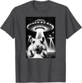 Hamster UFO | Funny Invasion Meme Alien Hamster UFO Selfie T-Shirt - Dark Heather Grey