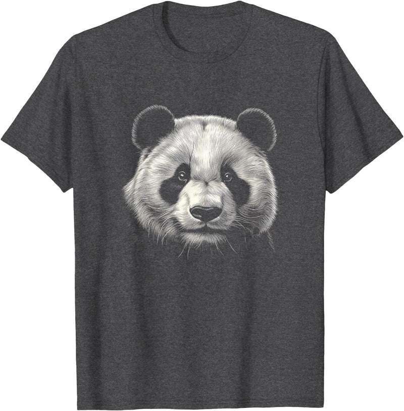 Panda Lover Theme Designs Panda Bear Face Graphic Art Design T-Shirt - Dark Heather Grey