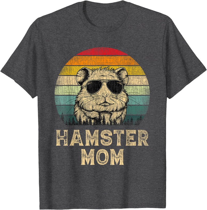 Vintage Hamster Mom Hamster Lovers Mommy Mother's Day T-Shirt - Dark Heather Grey
