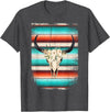 Funny Serape Cow BOHO designs Funny Serape Cow BOHO print Flower Rustic Turquoise T-Shirt - Dark Heather Grey