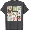 Floral Coquette Spring Easter Bunny Vintage Happy Easter T-Shirt in Dark Heather Grey