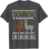 llama shirt collection by Jean Olivier funny llama with hats Christmas look carl what did you do T-Shirt - Dark Heather Grey