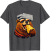 Retro Bear with Cheese for Boys Funny Animal humor Retro Bear Eating Cheese with a Grater Hat T-Shirt - Dark Heather Grey