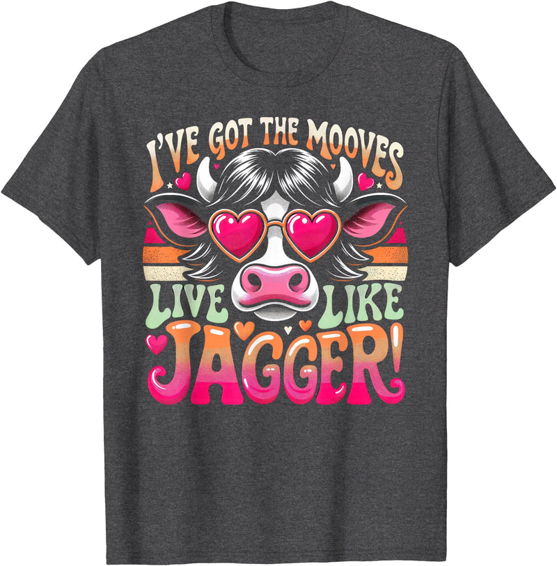 Cow's Jagger Moves: Funny Dance & Joy Cow Humor I've Got the Moves Funny Cow Like Jagger T-Shirt - Dark Heather Grey
