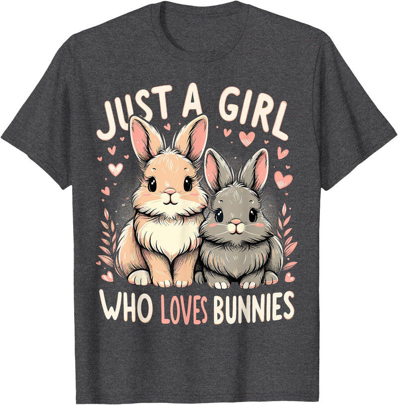Just a Girl Who Loves Bunnies Rabbit T-Shirt in Dark Heather Grey