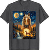Funny Horse Vintage 90s Graphic Horse Howling to The Moon T-Shirt - Dark Heather Grey