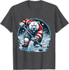 Hockey Player Love Polar Bear Hockey Bear on Ice: A Funny Polar Bear Playing Hockey T-Shirt - Dark Heather Grey