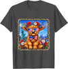 4th of July Apparel 4th of July Cow Patriotic Heart Glasses USA Floral Leopard T-Shirt - Dark Heather Grey