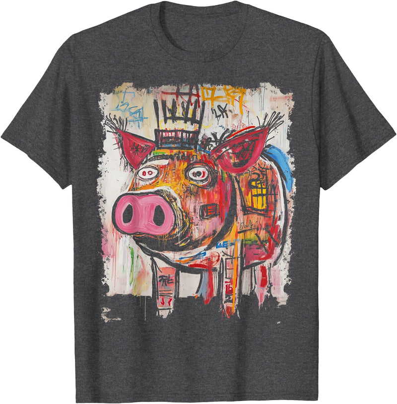 BADMENS&SIRENS Pig 90s Graffiti T-Shirt - Dark Heather Grey