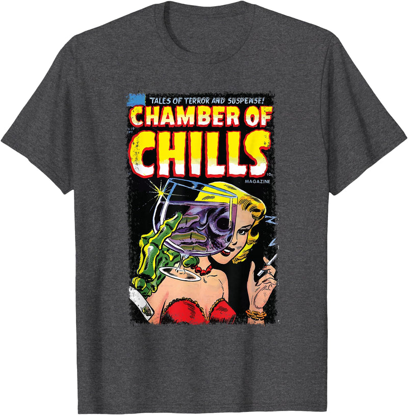 Velleity Studios Horror Comic Book Cover Chamber of Chills 19 T-Shirt - Dark Heather Grey
