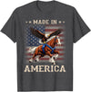 Made In America Patriotic Tees Made in America Western Horse Eagle USA Flag T-Shirt - Dark Heather Grey