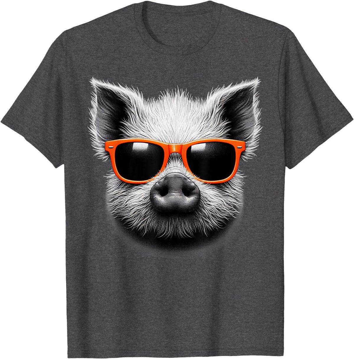 Cool Pig Love Graphic Art Cool Pig Wearing Sunglasses Graphic Art T-Shirt - Dark Heather Grey