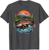 Fishing Graphic Salmon Outdoors Fish T-Shirt - Dark Heather Grey