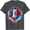 Llama Alpaca Tribal Shamanic Gift Llama Alpaca Dreamcatcher Floral Spiritual Boho Tribal T-Shirt - Dark Heather Grey