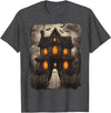 Vintage Haunted House Ghost Halloween Costumes Vintage Ghost Haunted House Scary Halloween Costume Spooky T-Shirt - Dark