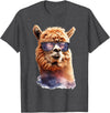 Funny Llama Lover Graphics Alpaca with Sunglasses Animal Art Graphic Funny Llama T-Shirt - Dark Heather Grey