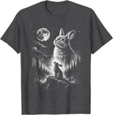 Bunny Rabbit Howling to the Moon Bunny Howl At T-Shirt in Dark Heather Grey