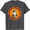 Calico Cat Autumn Fall Halloween Decor Apparel Calico Cat Autumn Leaves Wreath Cozy Fall Halloween T-Shirt - Dark Heather