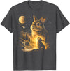 Bunny Howling to the Moon Vintage 90s Animal Easter Day T-Shirt (Black) in Dark Heather Grey