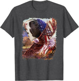 Guinea Pig American Flag 4th July Independence Eagle Women Kids Men T-Shirt - Dark Heather Grey
