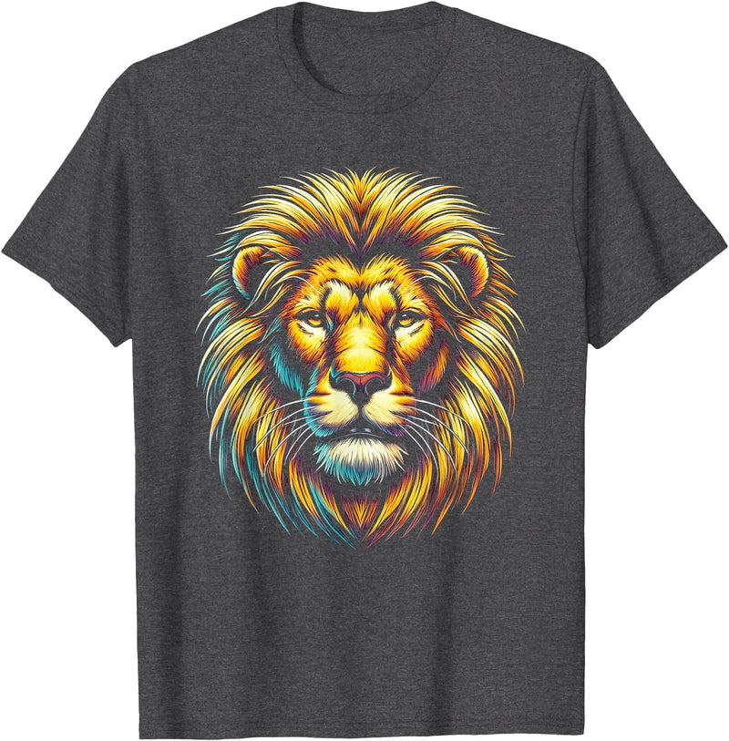StopLyonLyonCos Co. Gift for Lion Lovers Men Women Kids Calm Relaxed Lion Face T-Shirt - Dark Heather Grey