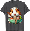 Cute Guinea Pig Gifts Guinea Pig Eating Ramen Japanese Noodles T-Shirt - Dark Heather Grey