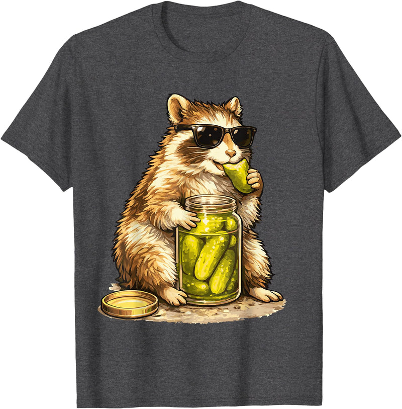Pickle Munching Guinea Pig Designs Funny Guinea Pig Pickle Lover T-Shirt - Dark Heather Grey