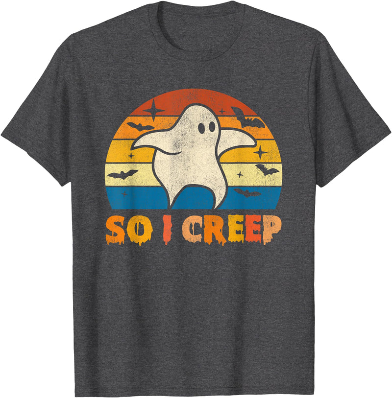 Creeping Ghost Halloween Tees So I Creep Ghost Halloween Funny T-Shirt - Dark Heather Grey