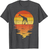 TrendyPull Silhouette Retro Vintage Style Gifts Giraffe Shirt Retro Sunset 70s Vintage Giraffe T-Shirt - Dark Heather Grey
