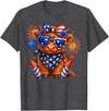 Cute Highland Cow 4th of July USA Flag Patriotic Cow Farmer T-Shirt - Dark Heather Grey