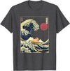 AxisNagawa Guinea Pig Kanagawa Wave Funny Surf Animal T-Shirt - Dark Heather Grey