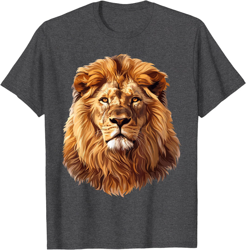 Lions and African Animals Design Lion T-Shirt - Dark Heather Grey