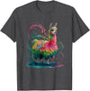 Colorful Watercolor Animal Designs Lama Men's Women's Colourful Watercolour Llama T-Shirt - Dark Heather Grey