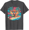 Summer Vibes Highland Cow Funny Beach Vacation Tee Tropical Highland Cow Summer Vibes Funny Beach T-Shirt - Dark Heather Grey