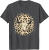 Funny Leopard Cow Skull designs Funny Leopard Cow Skull print Flower Rustic Turquoise T-Shirt - Dark Heather Grey