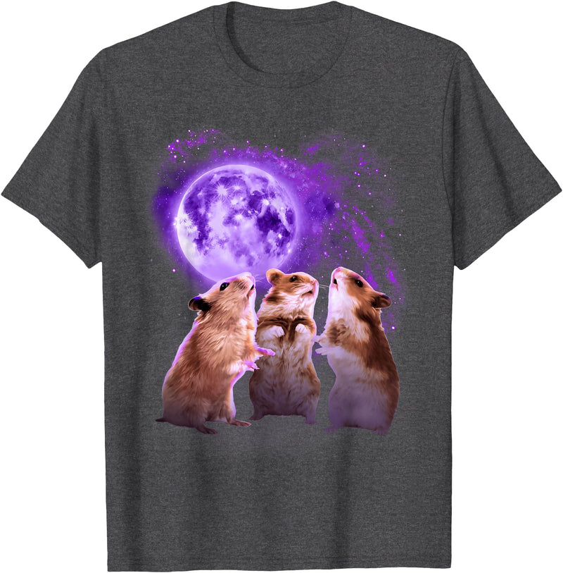 Hamsters Howling at The Moon Shirt - Funny Hamster T-Shirt - Dark Heather Grey