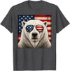 Retro Polar Bear USA Sunglasses July Fourth Polar Bear 4th of July US American Flag Patriotic T-Shirt - Dark Heather Grey