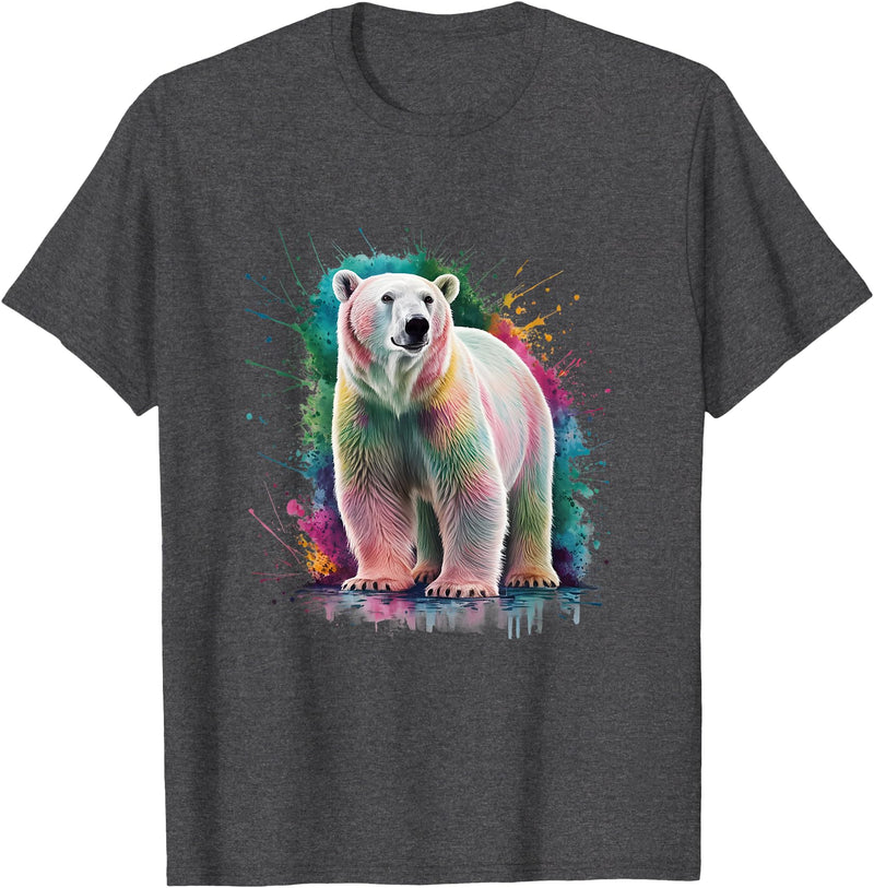 Colorful Watercolor Animal Designs Polar Bear Men Woman Colorful Watercolor Polar Bear T-Shirt - Dark Heather Grey