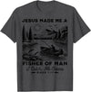 Fisher of Man Mark 1:17 Christian Scripture Jesus Fishing T-Shirt - Dark Heather Grey