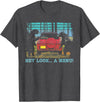 Funny Camping Lovers Gift Tee Hey Look A Menu Funny Bear Camping Retro Vintage Camper Car T-Shirt - Dark Heather Grey