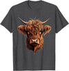 Cute Scottish Highlander Cattle Designs Scottish Highland Cow Messy Bun Scottish Highlander Cow T-Shirt - Dark Heather Grey