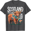 Funny Scottish Highland Cow Scotland is Calling and I Must go Scottish Highland Cow T-Shirt - Dark Heather Grey